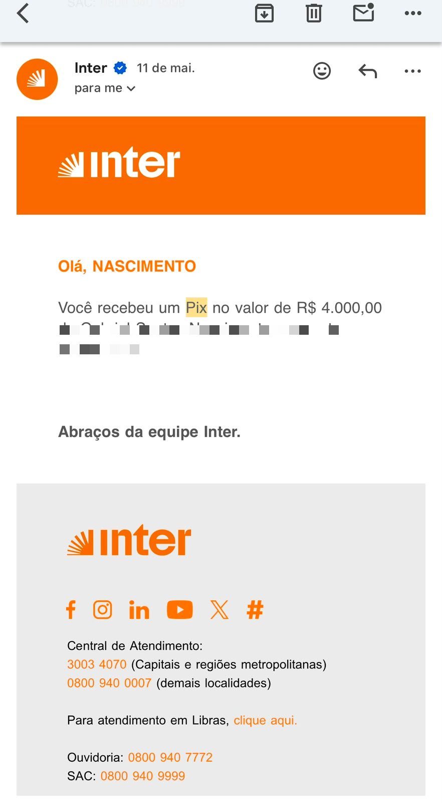 Comprovante Pix R$ 4.000,00